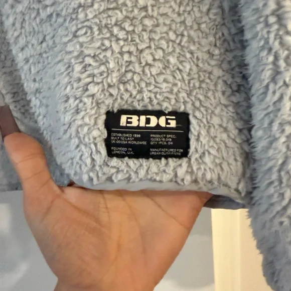 BDG Light Blue/Gray Sherpa Jacket - Picture 2 of 5